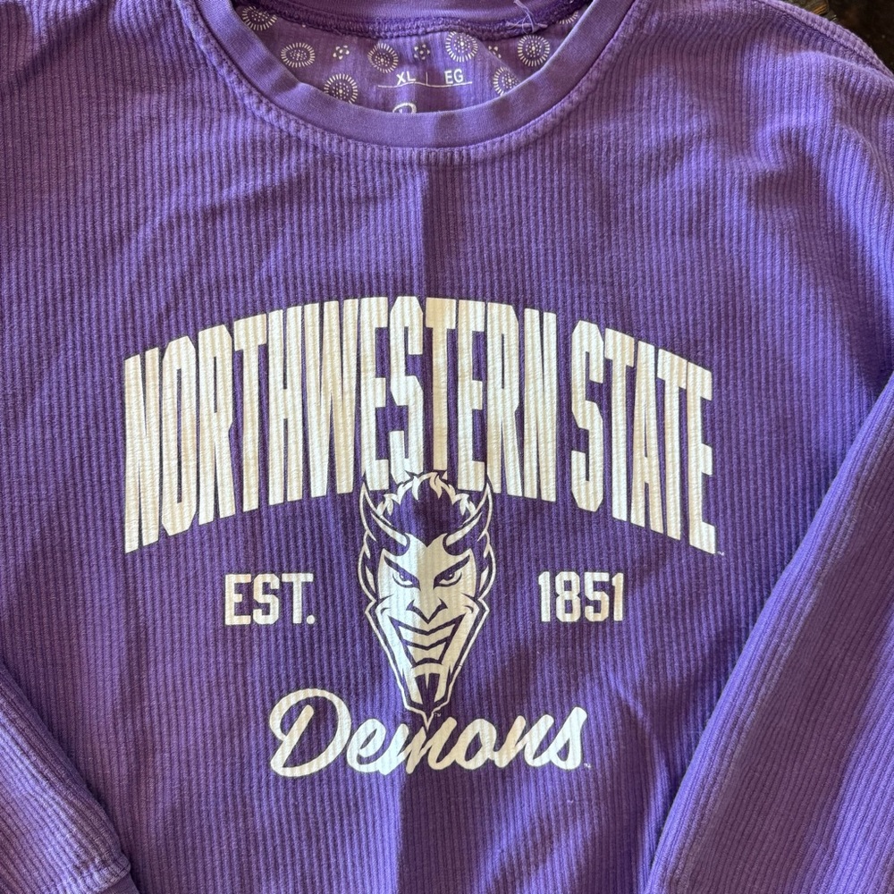 Pressbox Royce Apparel Purple Northwestern State Demons Long Sleeve Shirt XL - Picture 2 of 5